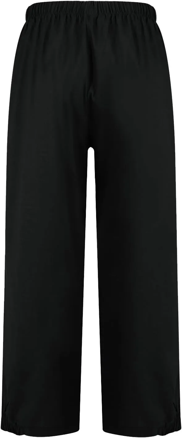 Wide Leg Linen Pants for Women Casual Elastic High Waisted Summer Cropped Pants with Pockets Loose Fit Beach Trouser