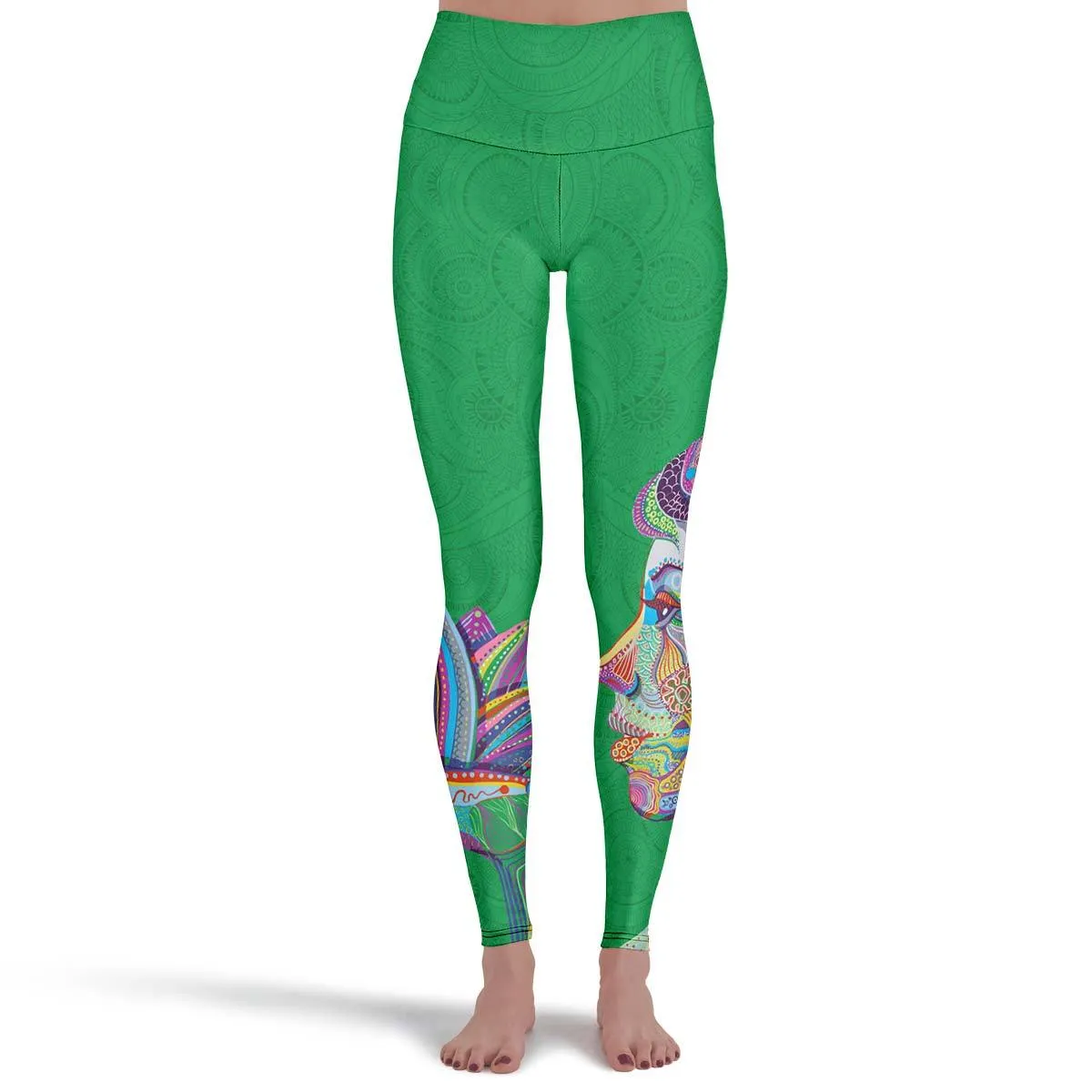 Woman And Lotus Dark Green