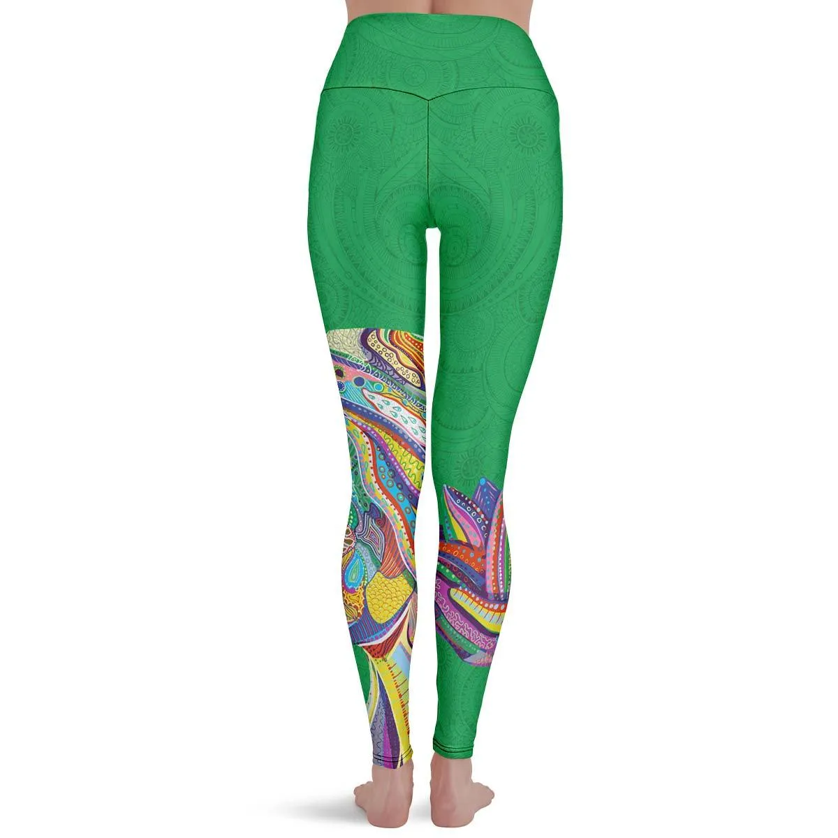 Woman And Lotus Dark Green