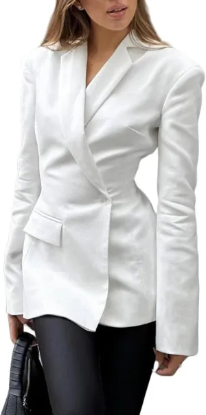 Women Sexy Casual Blazers Trendy Long Sleeve Backless Lightweight One Button Work Office Blazer Jackets