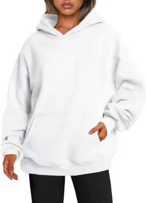 Womens Oversized Hoodie Long Sleeve Drop Shoulder Baggy Sweatshirts Lightweight Pullover Tops Fall Outfits w/Pockets