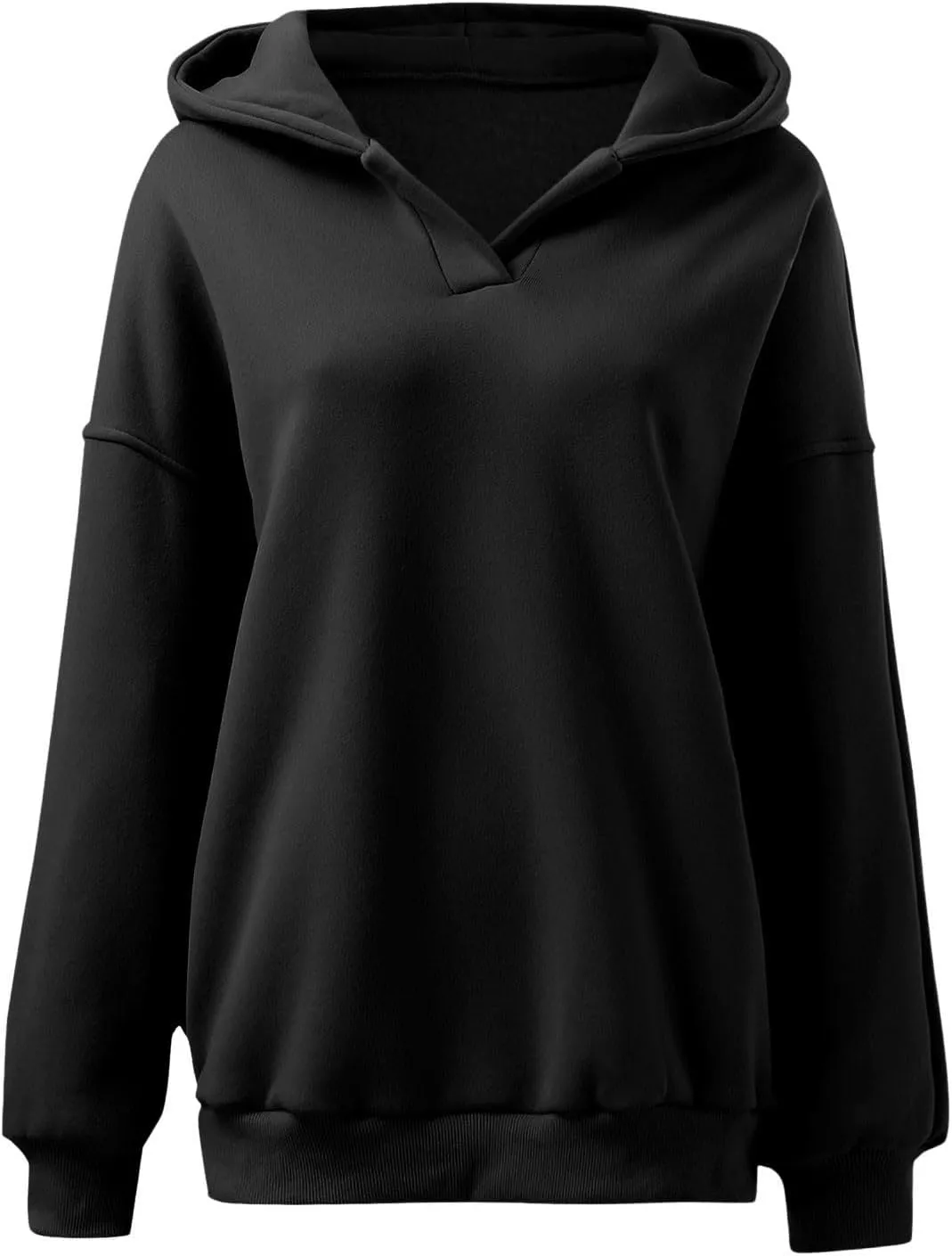 Womens Oversized Hoodie V Neck Sweatshirts 2024 Fall Tunic Pullover Top Trendy Teen Girls Preppy Clothes