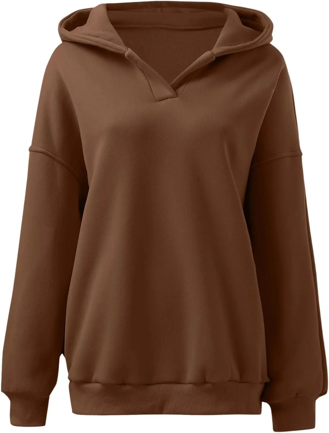 Womens Oversized Hoodie V Neck Sweatshirts 2024 Fall Tunic Pullover Top Trendy Teen Girls Preppy Clothes