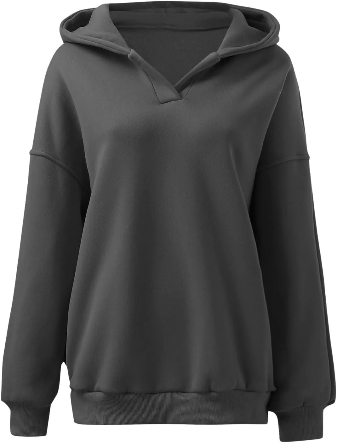 Womens Oversized Hoodie V Neck Sweatshirts 2024 Fall Tunic Pullover Top Trendy Teen Girls Preppy Clothes