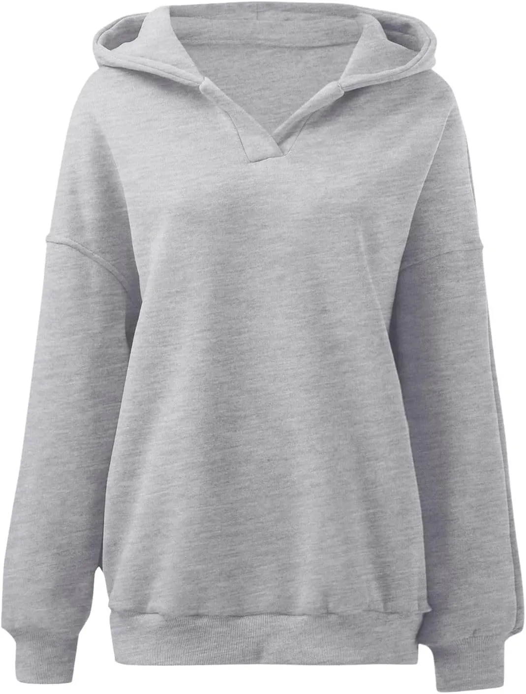 Womens Oversized Hoodie V Neck Sweatshirts 2024 Fall Tunic Pullover Top Trendy Teen Girls Preppy Clothes