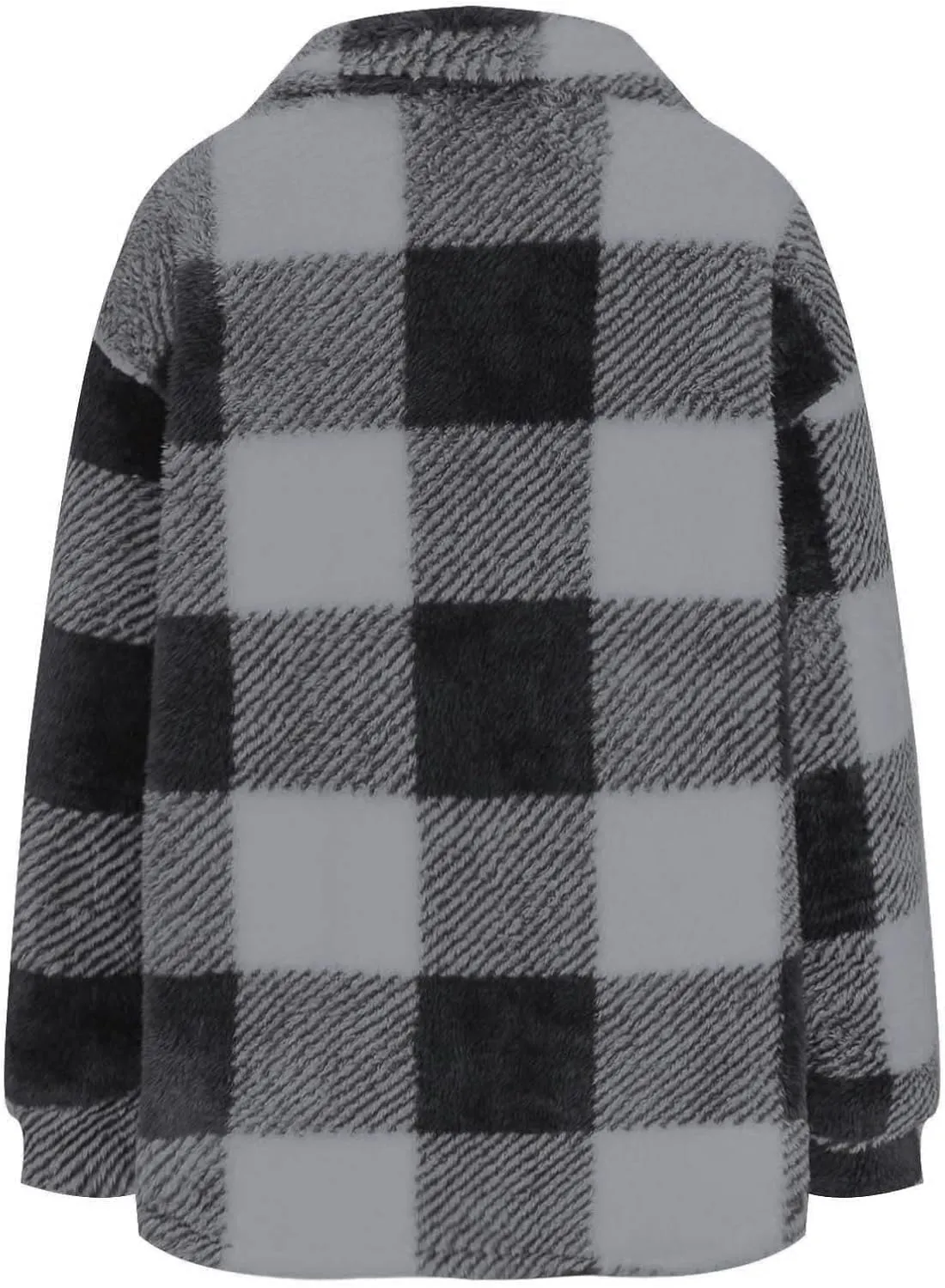Womens Plaid Fleece Shacket Jacket Oversized Trendy Plaid Flannel Jacket Button Down Fall Winter Warm Hoodie Coat Cardigan