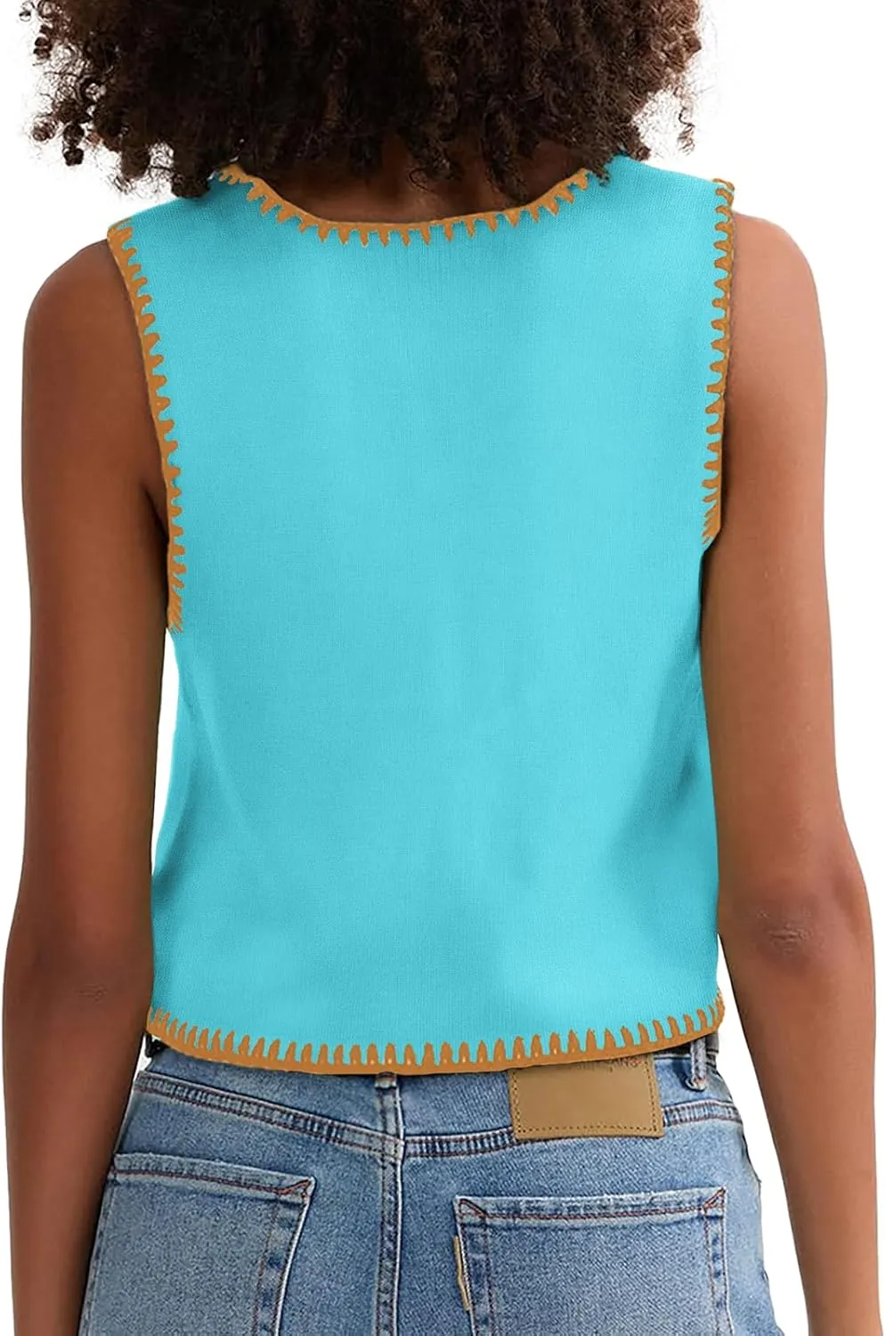 Womens Sweater Vest Sleeveless Button Down Tank Tops Spring Summer Cropped Cardigan 2025 Knit Top