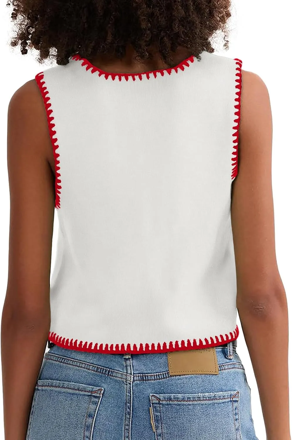 Womens Sweater Vest Sleeveless Button Down Tank Tops Spring Summer Cropped Cardigan 2025 Knit Top