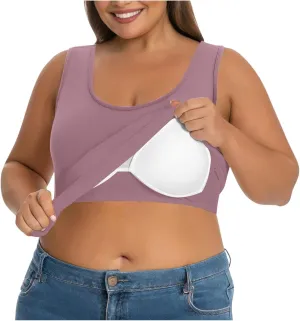 Womens Tank Tops with Built in Bra Plus Size Padded Camisole Shelf Bra Workout Yoga Shirt Casual Basic Undershirt
