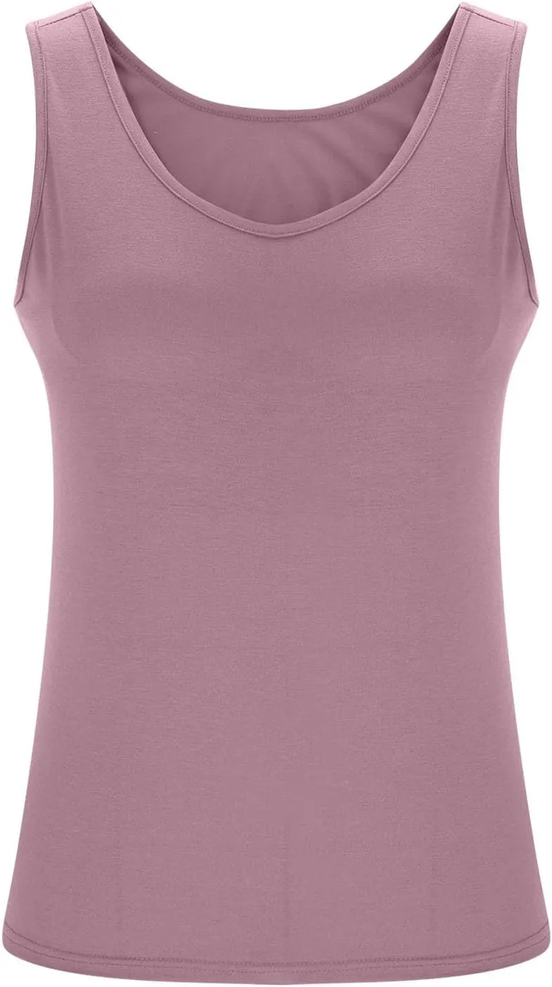 Womens Tank Tops with Built in Bra Plus Size Padded Camisole Shelf Bra Workout Yoga Shirt Casual Basic Undershirt