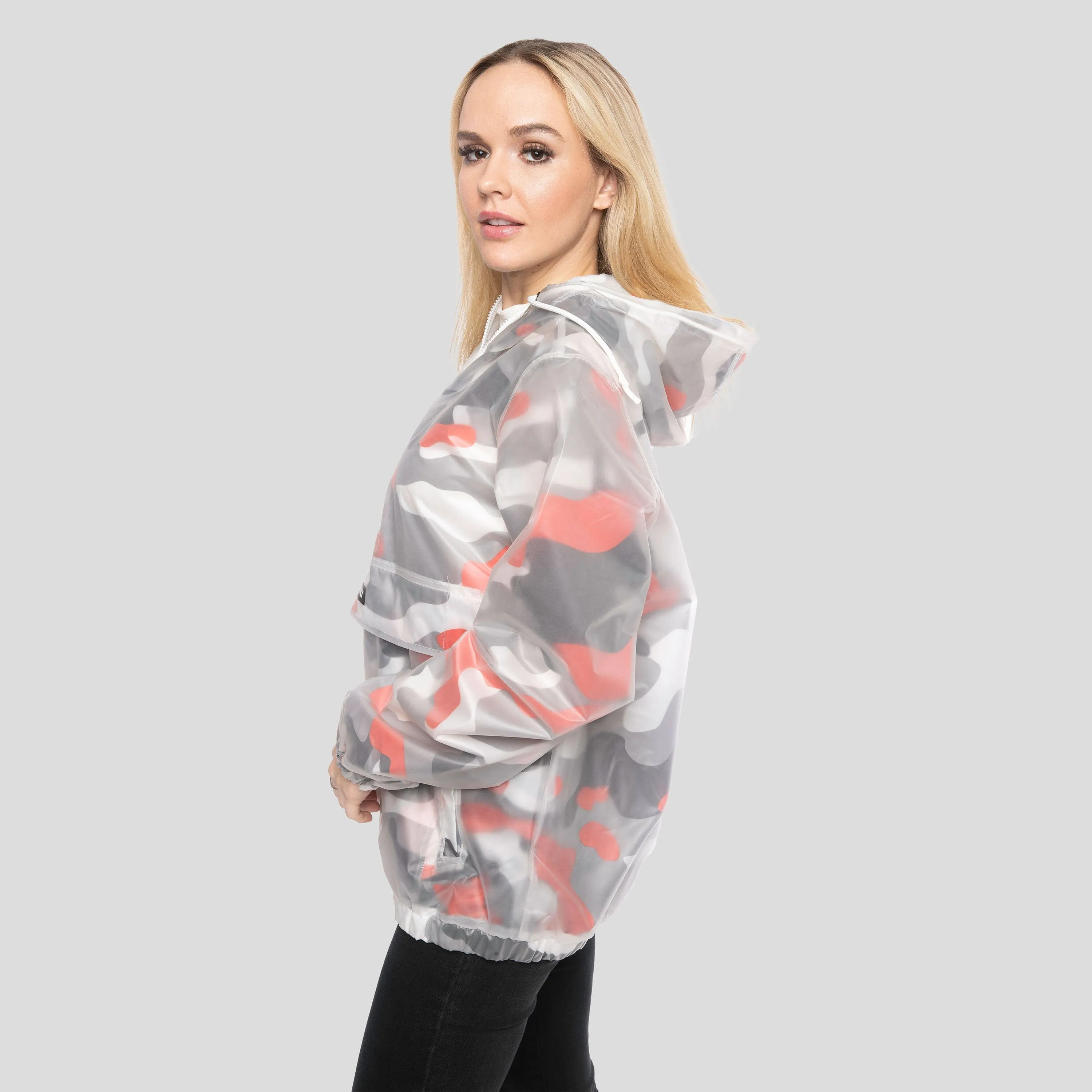 Women's Translucent Camo Print Popover Oversized Jacket - FINAL SALE