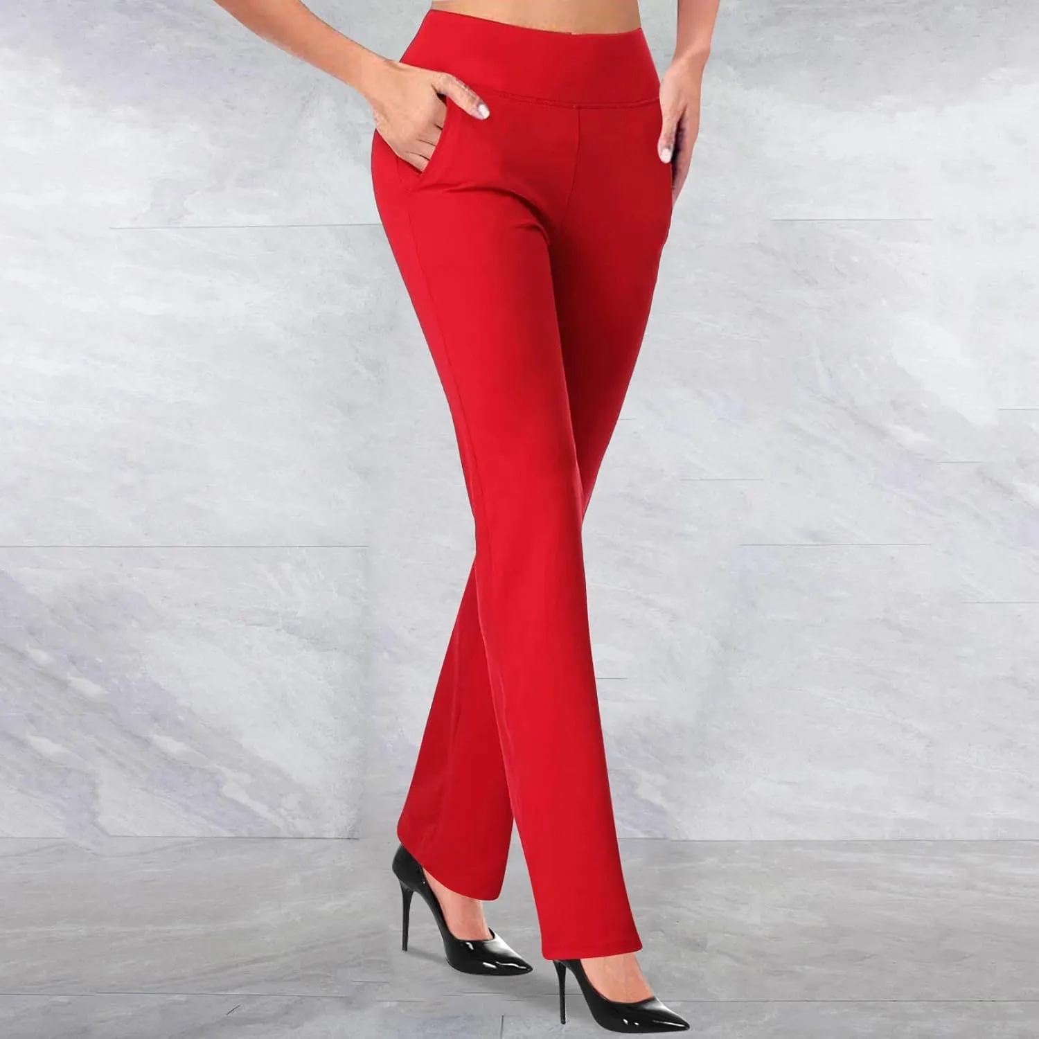 Work Pants Women Long High Waist Business Casual Skinny Slacks Pull On Straight Leg Yoga Trousers Relaxed Fit Pants