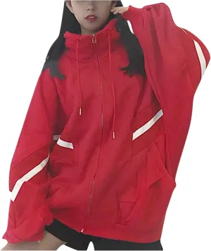 Zip Up Hoodies for Women Plus Size Oversized Aesthetic Cute Y2K Hoodies Teen Girls Trendy Baggy Sweatshirt Emo