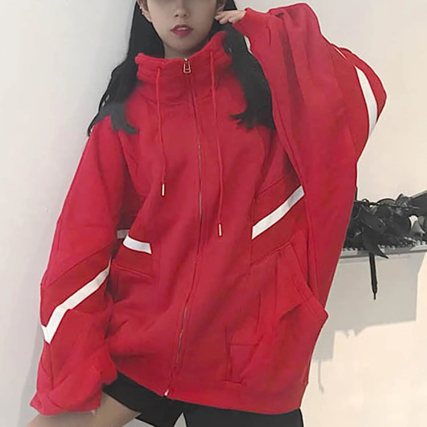 Zip Up Hoodies for Women Plus Size Oversized Aesthetic Cute Y2K Hoodies Teen Girls Trendy Baggy Sweatshirt Emo