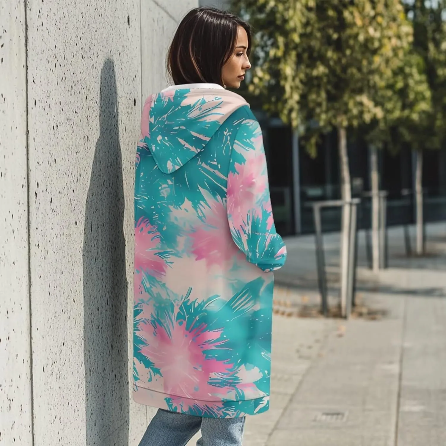 Zip Up Hoodies for Women Trendy Tie Dye Hooded Sweatshirts Oversized Long Sleeve Pullover Drawstring Jackets
