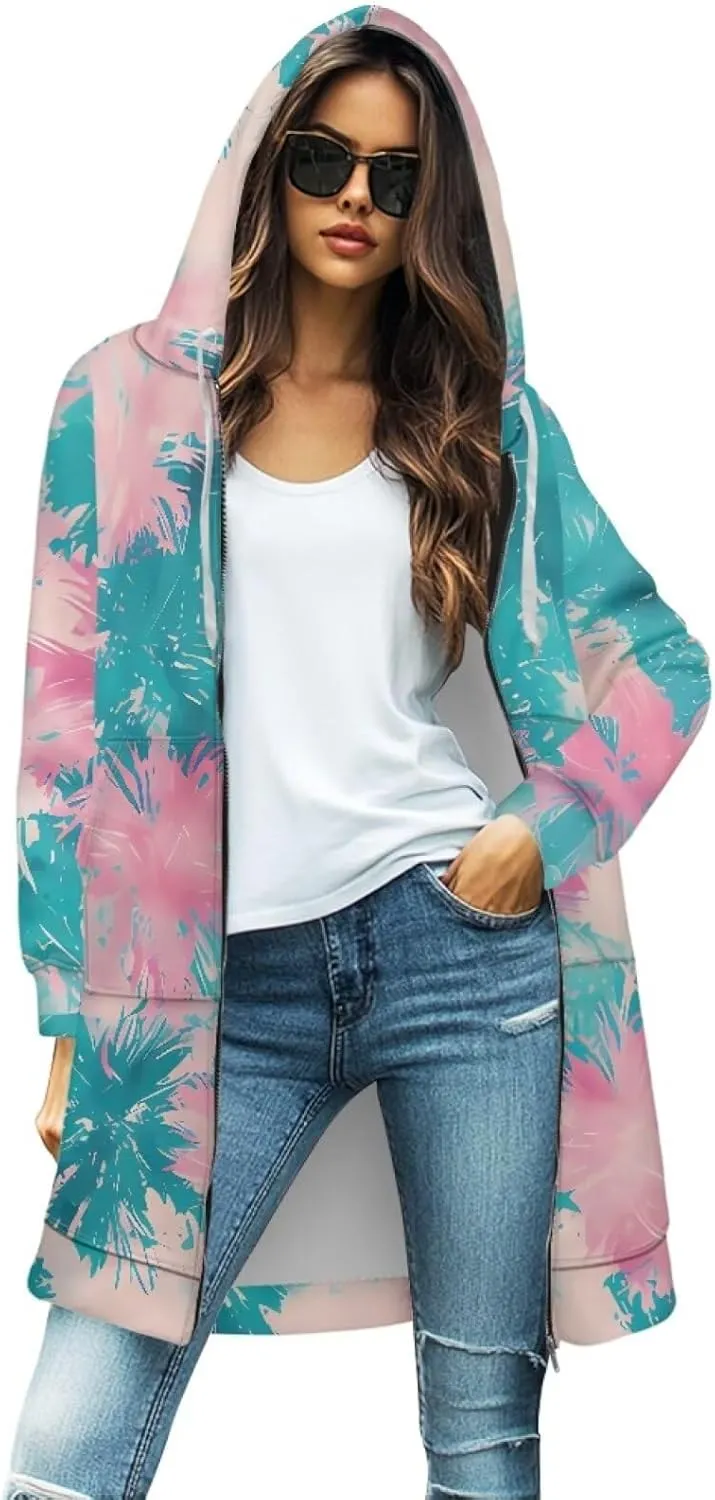 Zip Up Hoodies for Women Trendy Tie Dye Hooded Sweatshirts Oversized Long Sleeve Pullover Drawstring Jackets